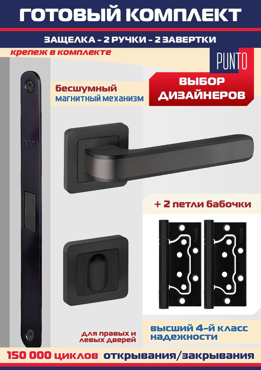 Ручка NOVA QR BL/GR-24 черный/графит  + защелка магнитная + фиксатор + 2 петли без врезки