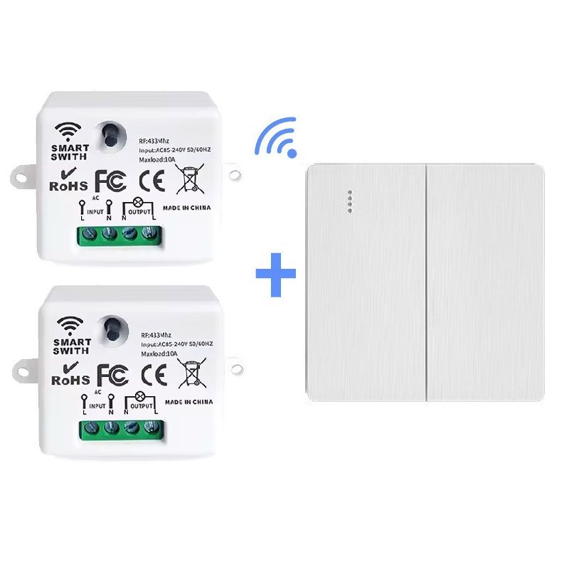Беспроводнойвыключательсветадвухклавишныйдистанционныйсдвумяприемниками433МГц220В