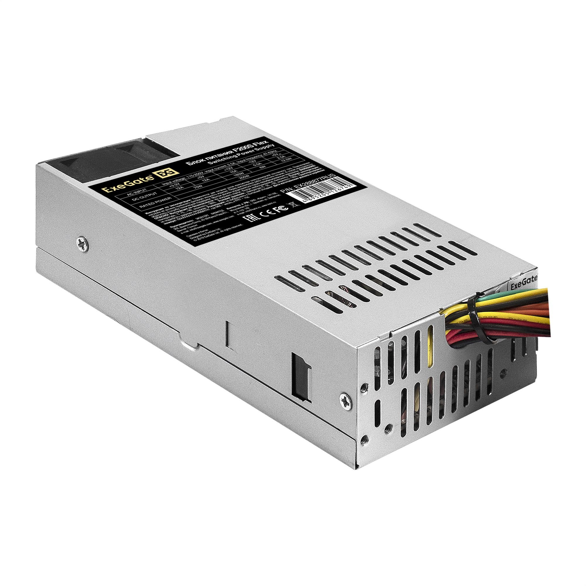 Блокпитания250WExeGateF250S(FlexATX,forITXcase,4cmfan,24pin,(4+4)pin,3xSATA,2xIDE)