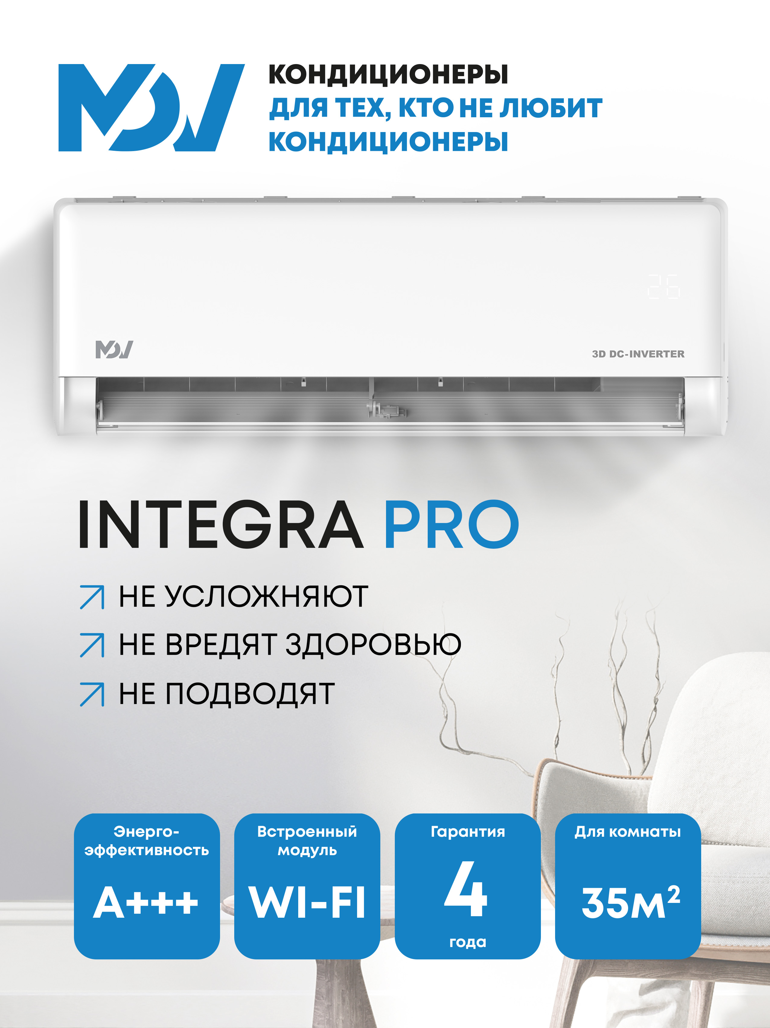 Настенный кондиционер MDV INTEGRA Pro Inverter MDSAI-12HRFN8 / MDOAI-12HFN8