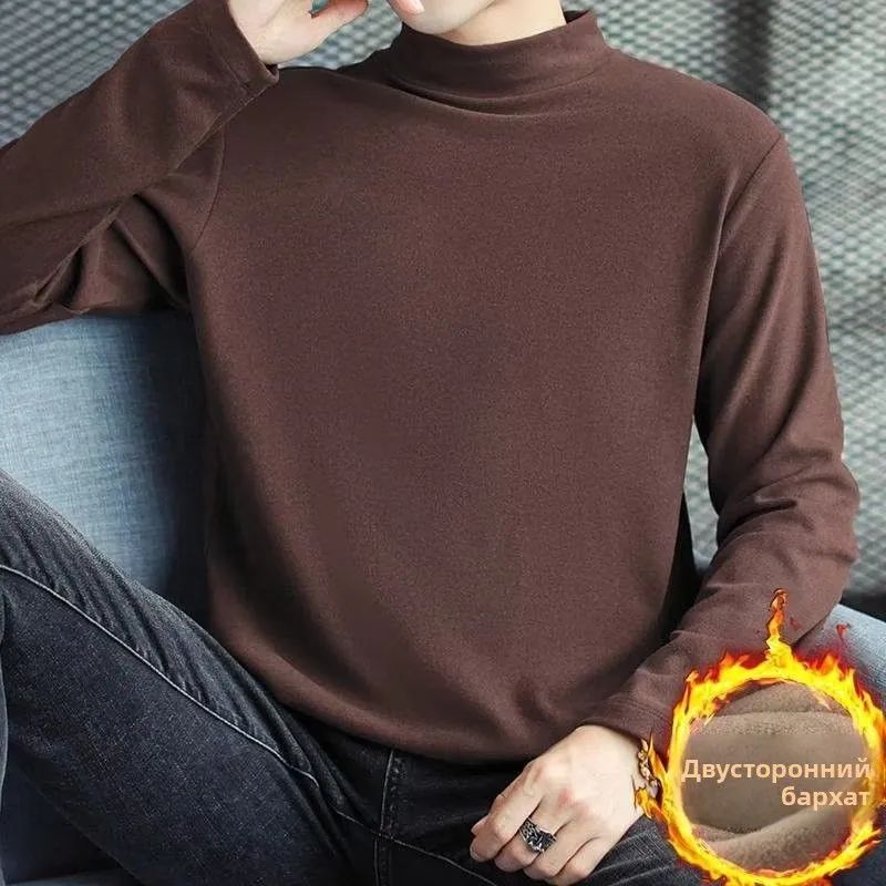 ЛонгсливМужскаяутепленнаяводолазкаизфлисаскруглымвырезом