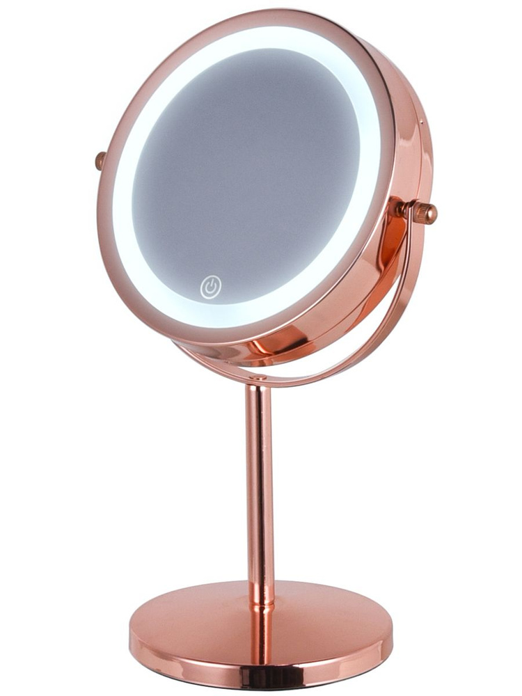 Зеркало косметическое c x7 увеличением и LED подсветкой - HAS1813 (цвет-red gold, LED подсветка 3 уровня, #1