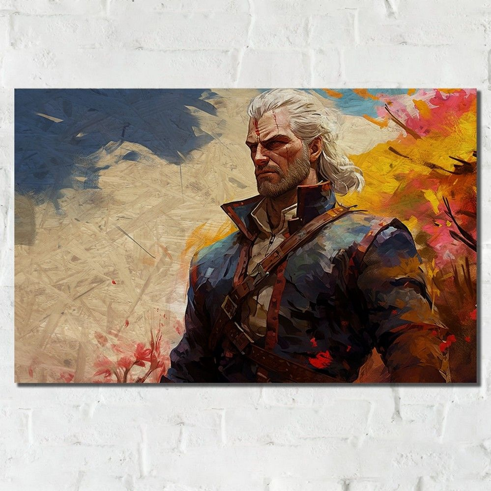 Картина интерьерная на рельефной доске игра Witcher 3 (Ведьмак, Геральт, PS, PC, SWITCH, XBOX) - 13733 #1