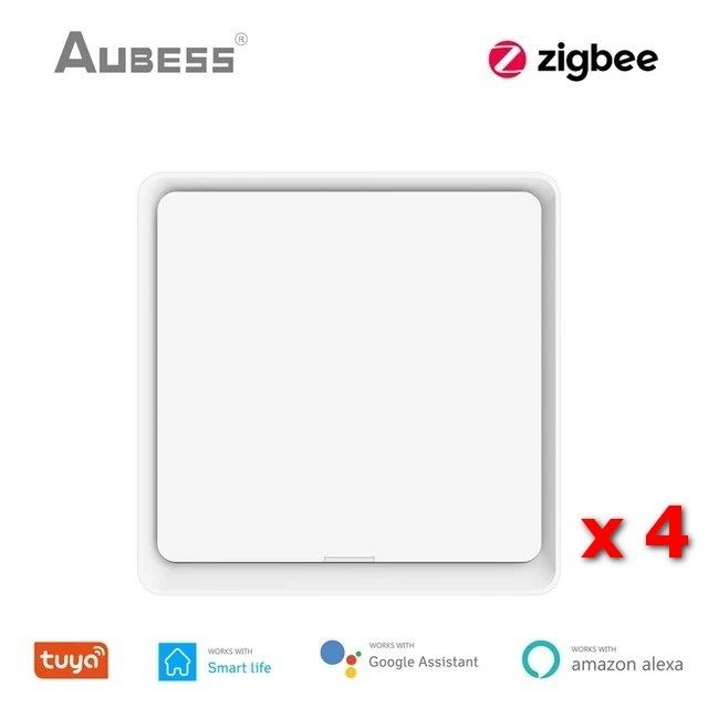 Выключатель беспроводной 1 клавиша (4 комплекта) Aubess, Zigbee  #1