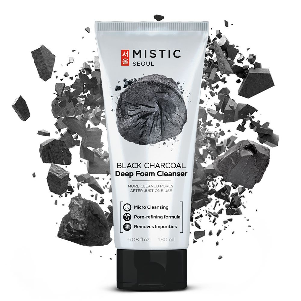 MISTIC Глубокоочищающая пенка для умывания с древесным углем BLACK CHARCOAL Deep Foam Cleanser 180 мл #1