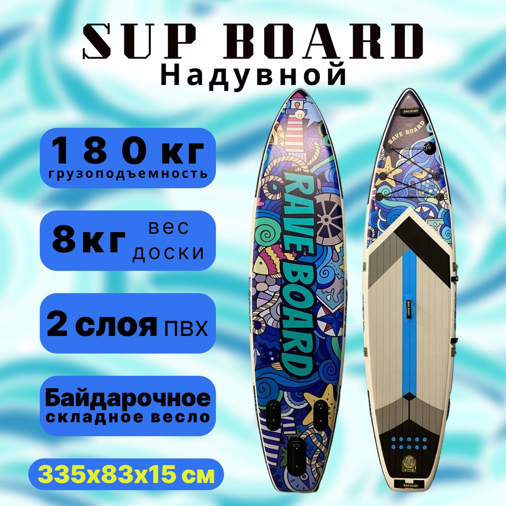 SUP board / сап борд / надувная доска Rave SEA 335см полный комплект  #1