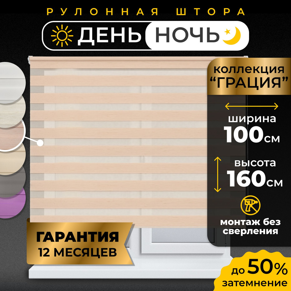 Рулонные шторы LmDecor день-ночь 100х160 см, жалюзи на окна 100 ширина, рольшторы  #1