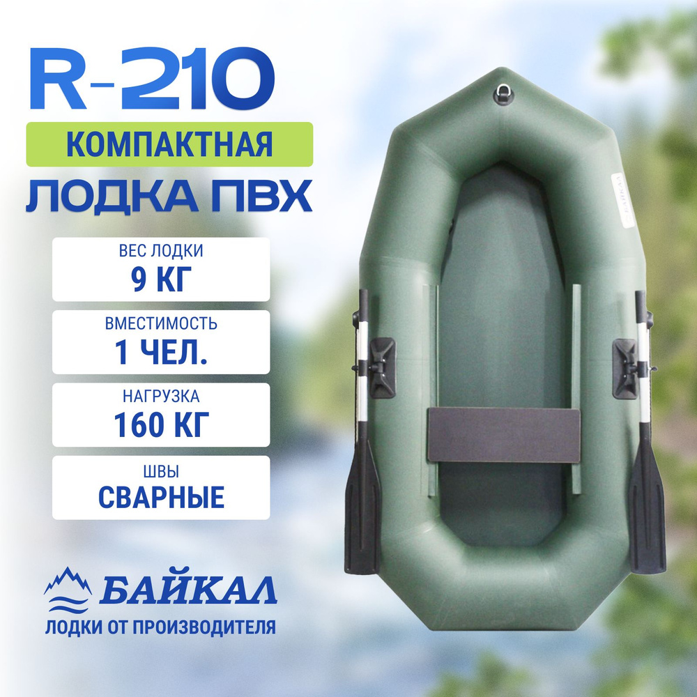 Лодка надувная для рыбалки ПВХ Байкал 210 гребная одноместная  #1
