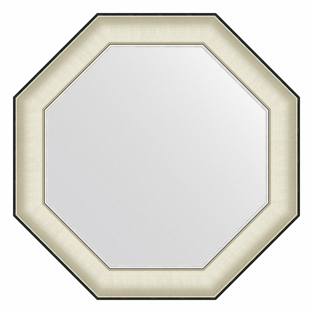 Зеркало с рамой Evoform Octagon 64x64 см цвет рамы белая кожа с хромом  #1