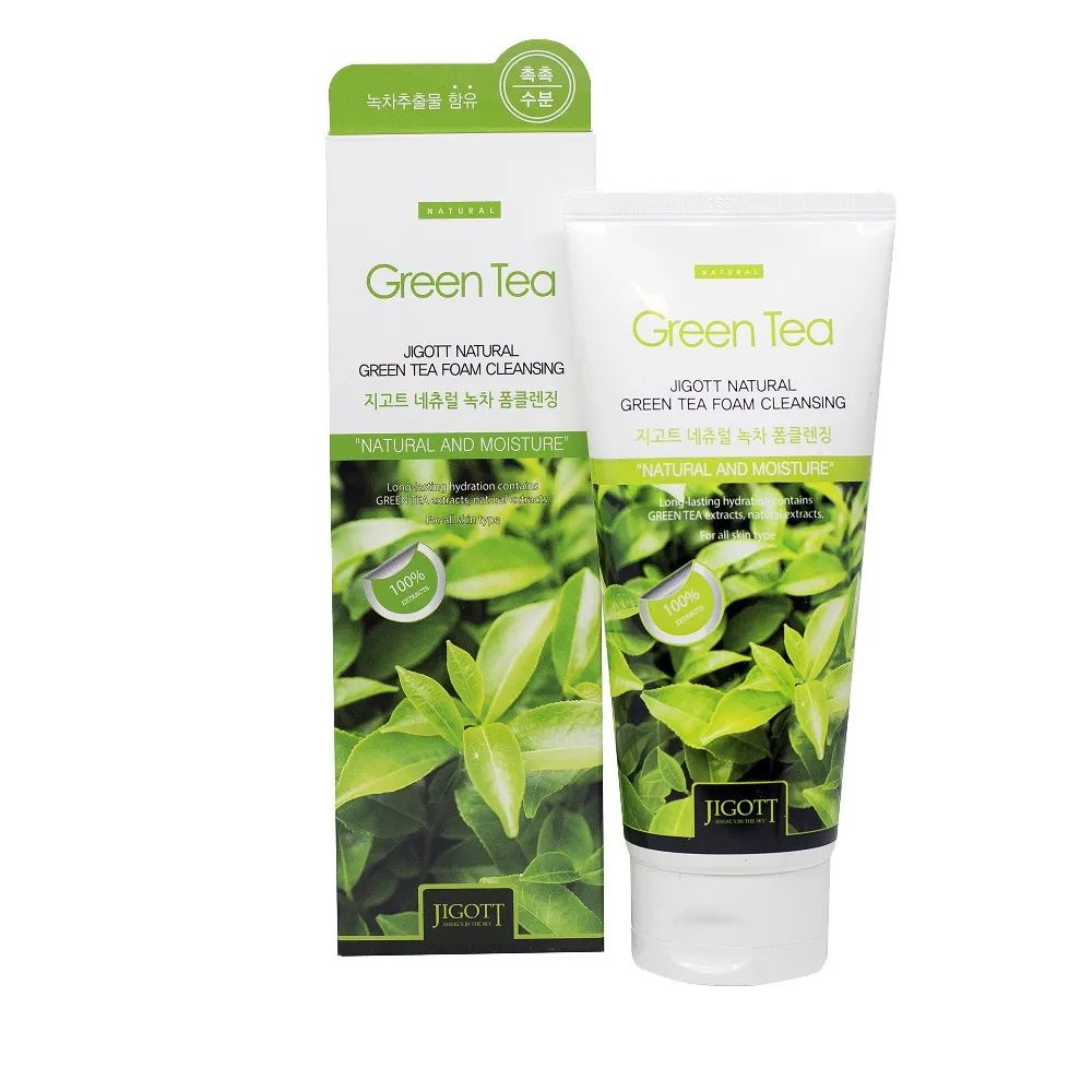 JIGOTT Natural Green Tea Foam Cleansing Пенка для умывания с экстрактом зеленого чая 180мл  #1