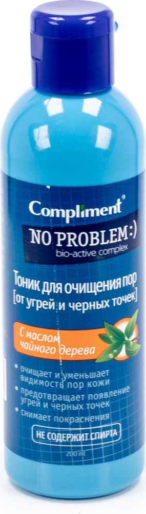 Compliment / Комплимент Тоник для лица No Problem, очищающий, от угрей и черных точек, с маслом чайного #1