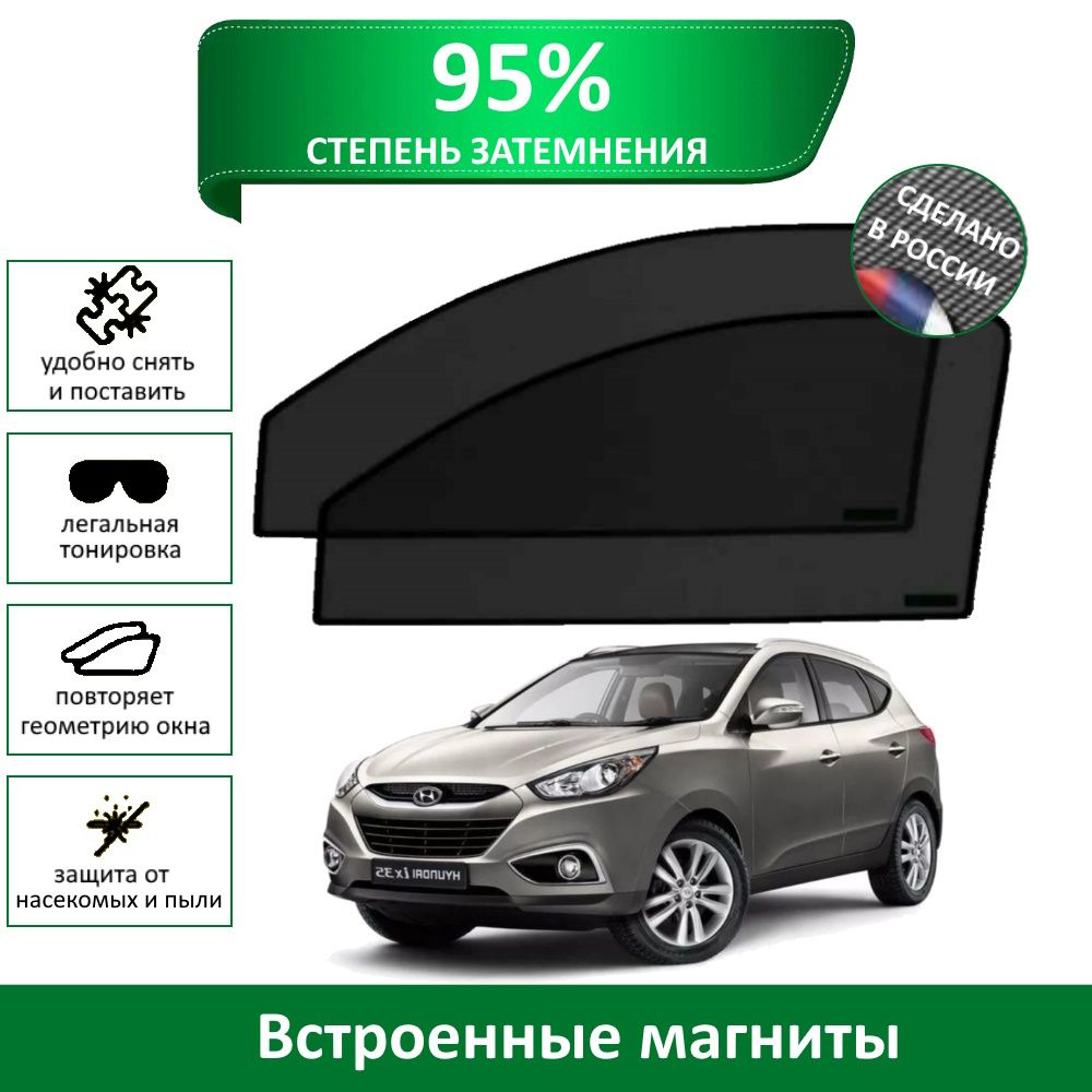 Каркасные шторки MURAD PREMIUM 95 Hyundai ix35 (2010-2015) на передние двери на магнитах со светопропускаемостью #1