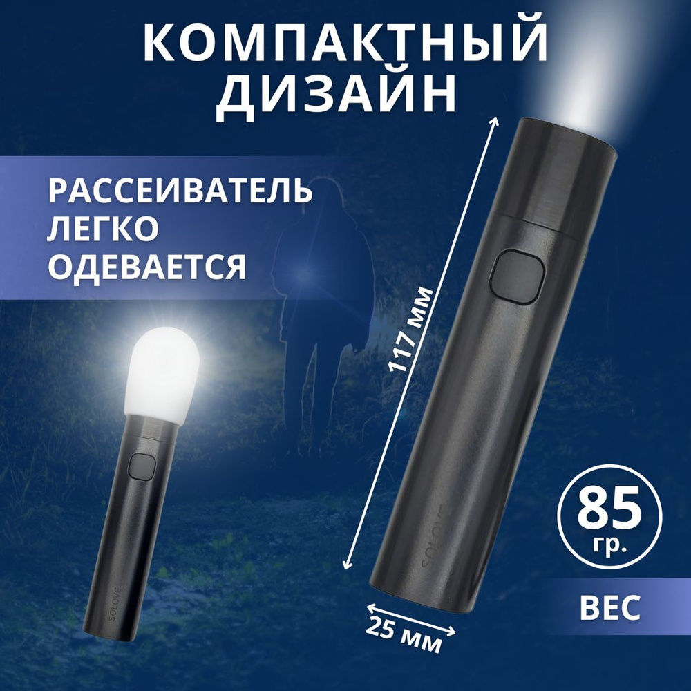 Фонарик Solove X3S Portable Flashlight Power Bank Black X3S #1