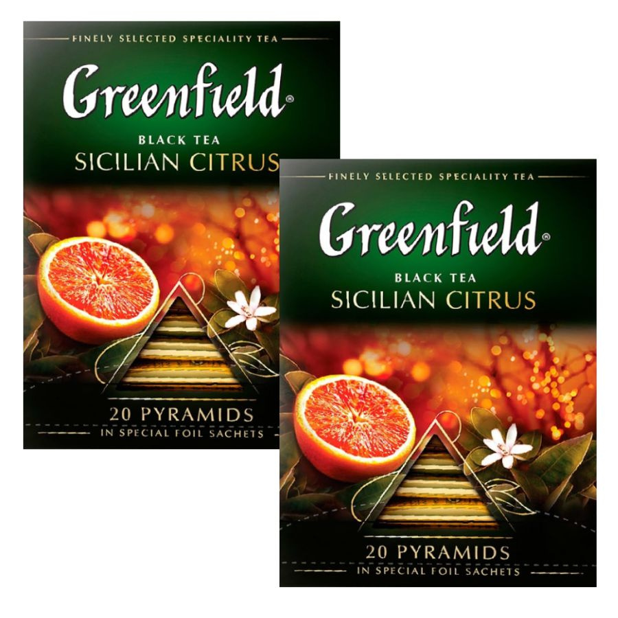 Чай черный в пирамидках Greenfield Sicilian Citrus 20 пирамидок 2 штуки  #1