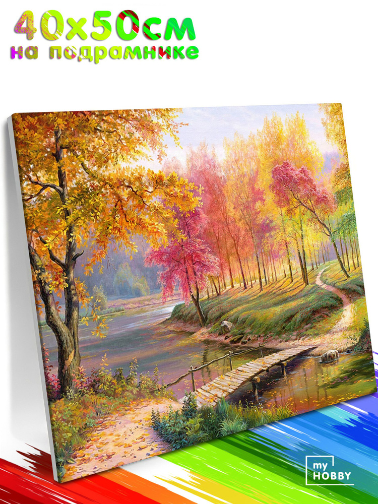 Картина по Номерам на Холсте 40х50 см Colibri Осенний Лес Пейзаж С Подрамником для Детей и Взрослых  #1