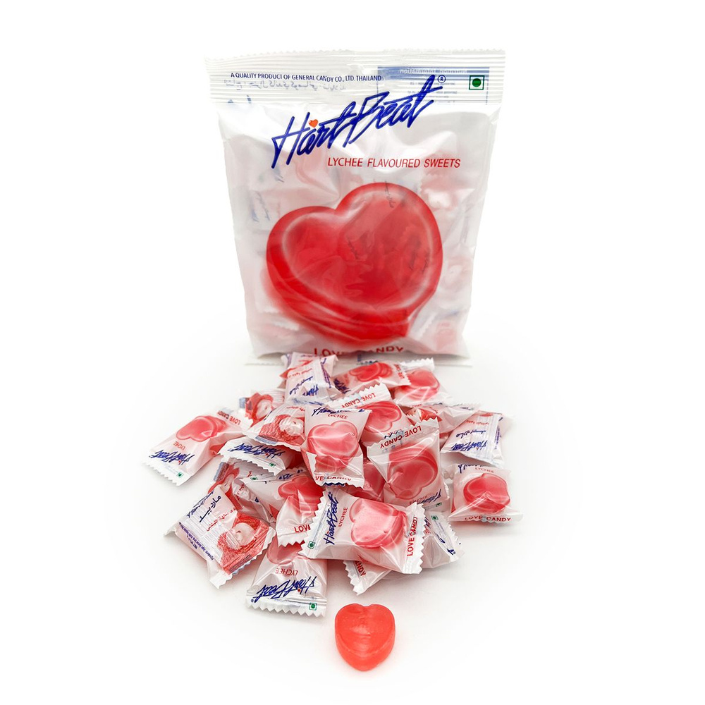 Hartbeat Конфеты карамель леденцовая со вкусом личи Jumbo Love Candy Lychee Flavour (26 шт), 150 г  #1