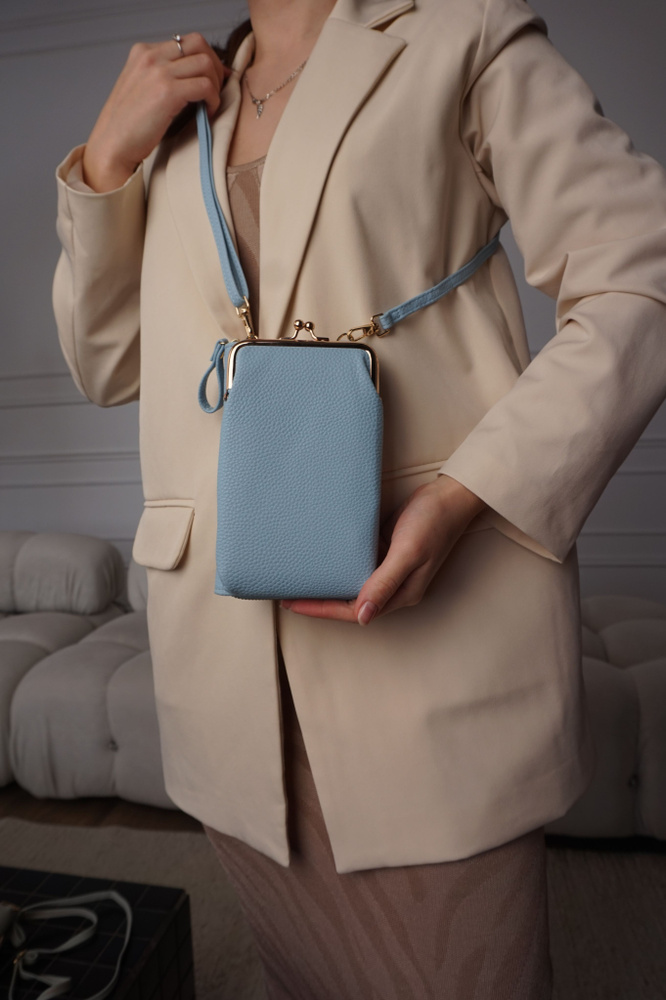 Маленькая женская сумка клатч для телефона через плечо на длинном ремешке, кошелёк  #1