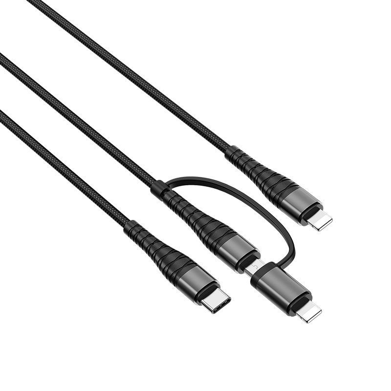 BOROFONE Кабель питания USB 3.0 Type-A/USB Type-C, micro-USB 2.0 Type-A, 1 м, черный матовый  #1