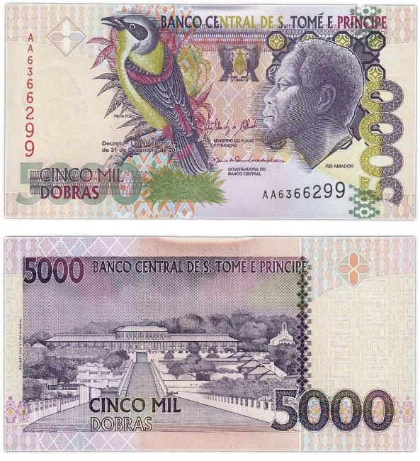 Банкнота 5000 добр Сан-Томе и Принсипи, 2013г., UNC #1