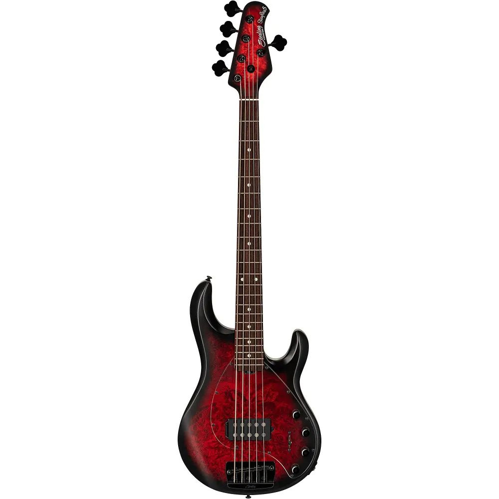 Бас-гитара Sterling by Music Man StingRay RAY34 PB Poplar Burl Top Dark Scarlet Burst Satin #1