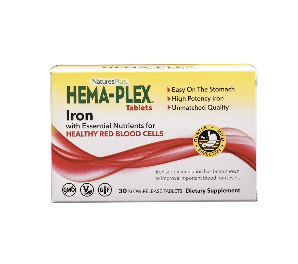 HEMA-PLEX Комплекс витаминов с длительным высвобождением. Железо хелат. 30 таблеток.  #1