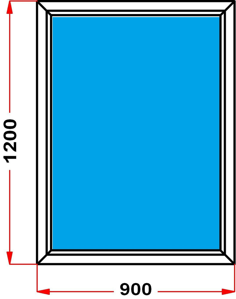 Окно из профиля Grunder 70 мм (1200 x 900), не открывающееся, стеклопакет 3 стекла  #1