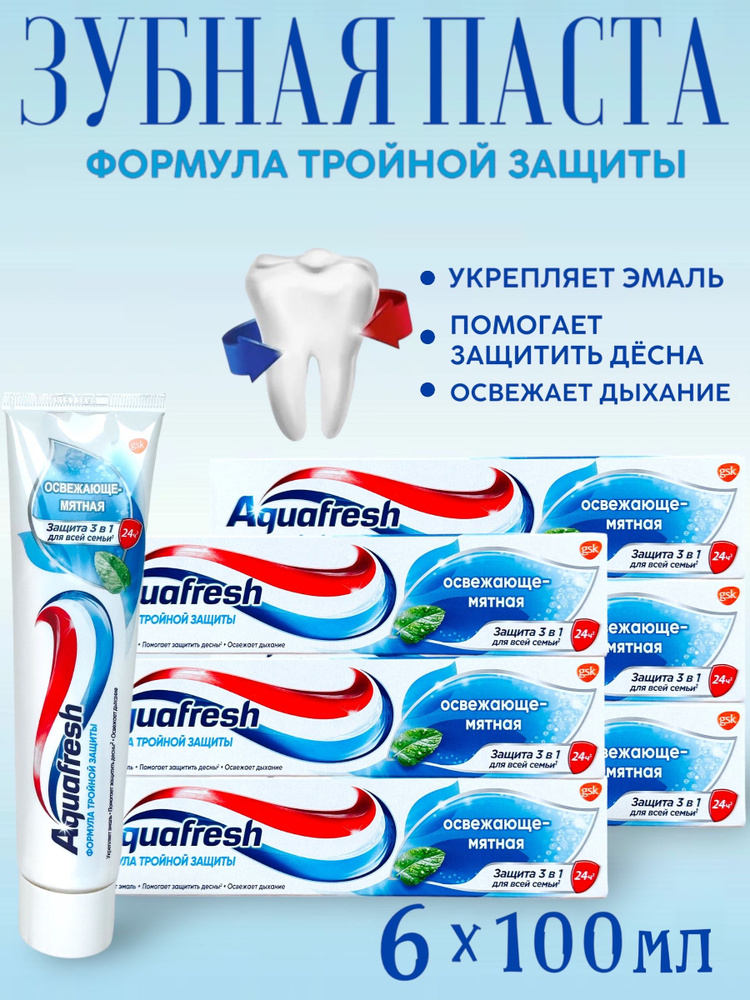 Зубная паста с формулой тройной защиты, мята, 100 мл-6 шт #1