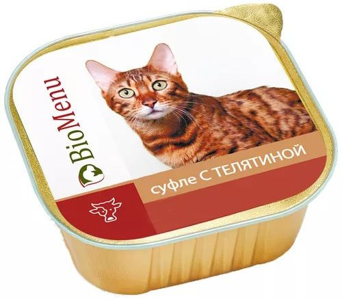 Корм BioMenu (суфле) для кошек, телятина, 100 г x 15 шт #1