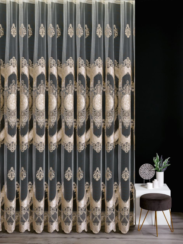 Curtain Deco Тюль высота 280 см, ширина 500 см, кремовый #1