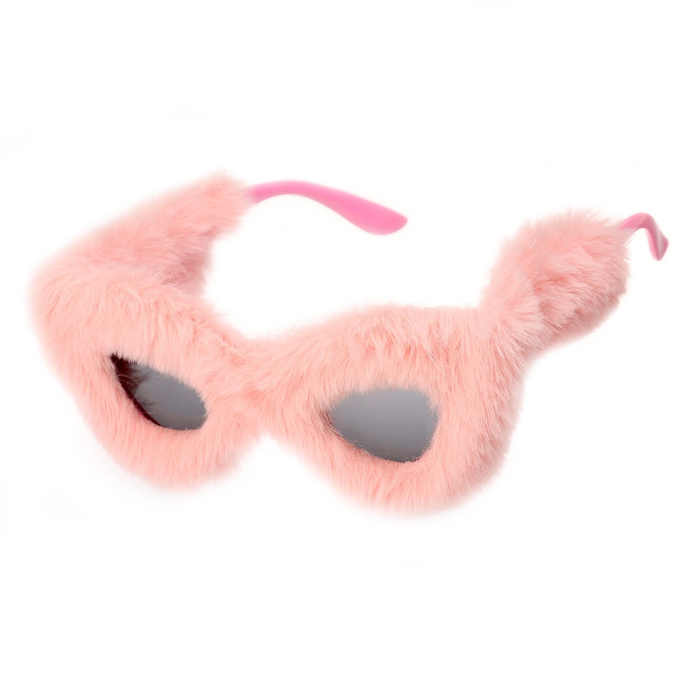 Карнавальные очки Меховые, розовые #1