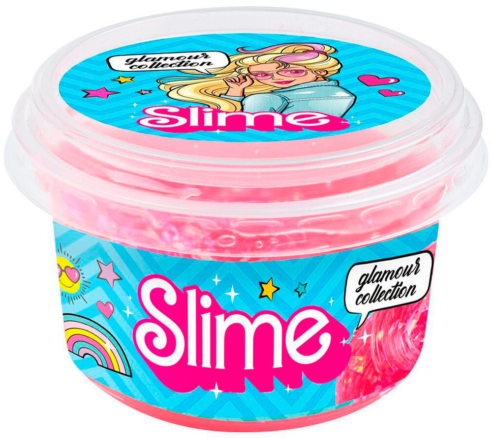 Slime glamour collection clear, розовый #1