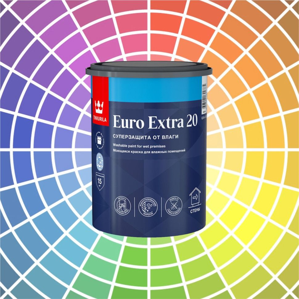 Краска моющаяся Tikkurila Euro Extra 20 для влажных помещений база А 0.9 л  #1