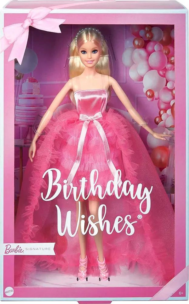 Кукла Барби коллекционная Barbie Birthday Wishes, блондинка в розовом платье HJX01  #1