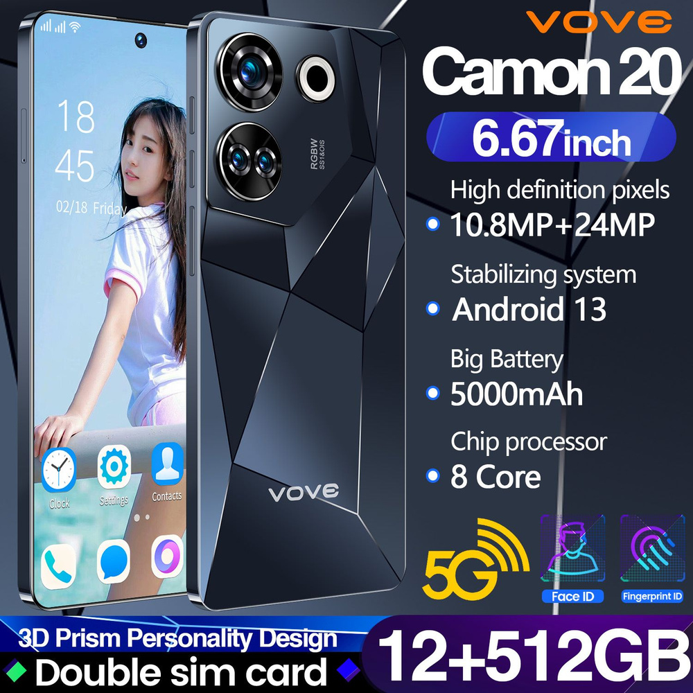 Смартфон Ультра тонкий новый мобильный телефон Camon 20 Dual SIM Dual Standby Smartphone Ультра низкая #1