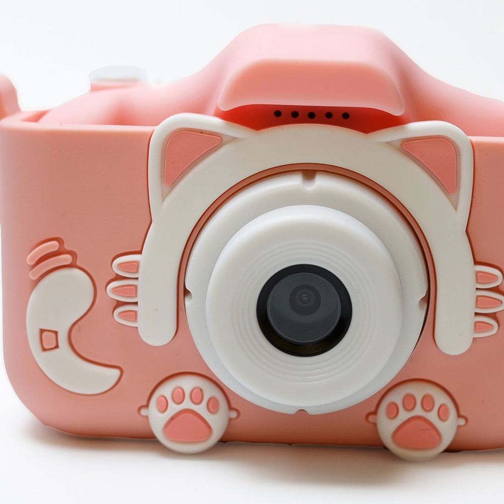 Детский цифровой фотоаппарат Котёнок Динотим. Подарочный набор. Цвет розовый. Без карты памяти.  #1