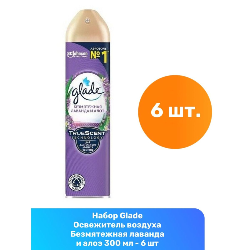 Glade Освежитель воздуха Безмятежная лаванда и алоэ 300 мл - 6 шт  #1