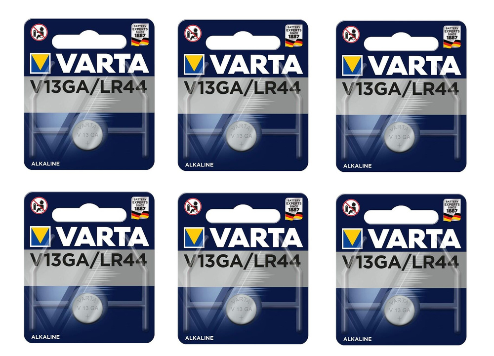 Varta Батарейка LR44 (LR1154, V13GA, AG13, G13, RW82), Литиевый тип, 1,5 В, 6 шт  #1