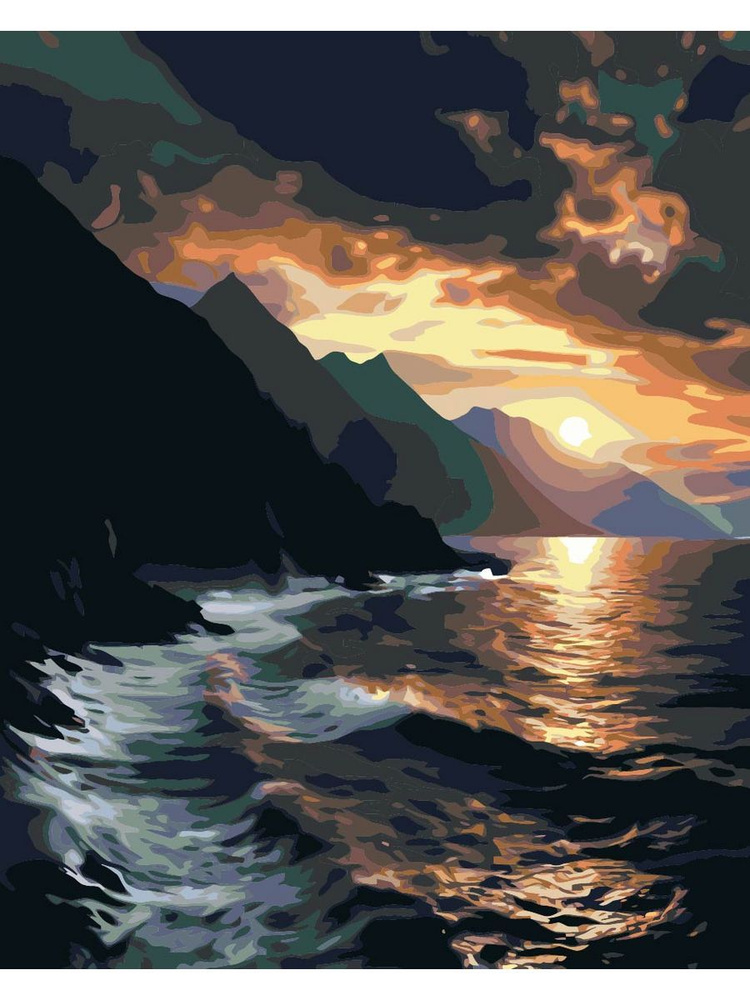 Картина по номерам на берегу океана на холсте с деревянным подрамником размер 40х50, акриловые краски, #1