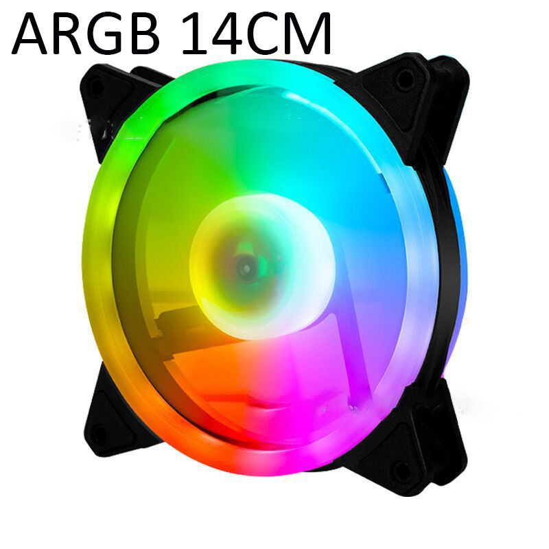 Вентилятор для компьютера 140 мм радуга с подсветкой ARGB прозрачный  #1