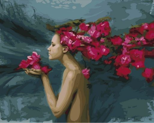 Картина по номерам "Девушка с цветами" холст на подрамнике 40х50 см, GX40683  #1