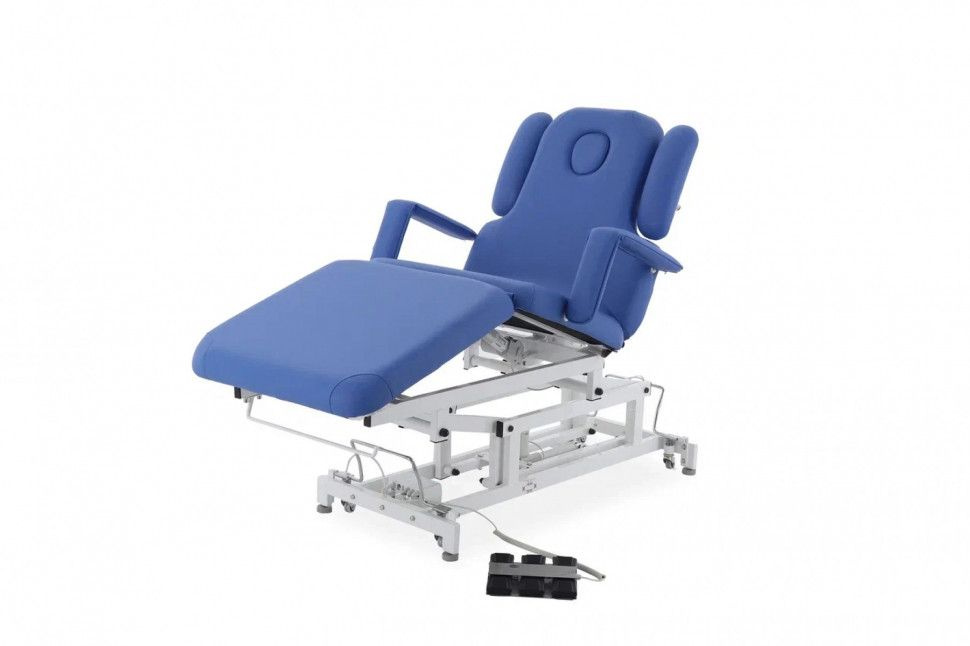 Массажный стол с электроприводом Med-Mos ММКМ-2 (SE3.21.10Д-01) синий, косметологическая кушетка с подлокотниками, #1
