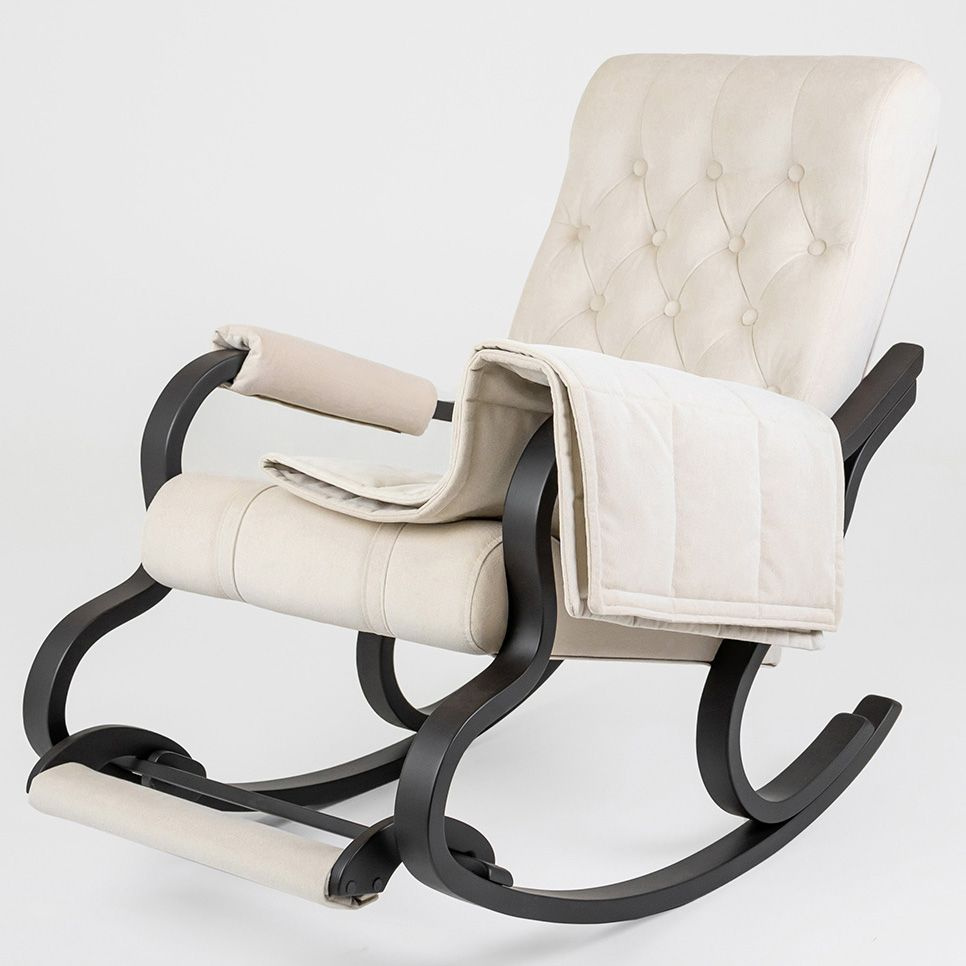 Кресло-качалка Luxe с подножкой и пледом номер 5, ткань-велюр, 65х125х94 см  #1