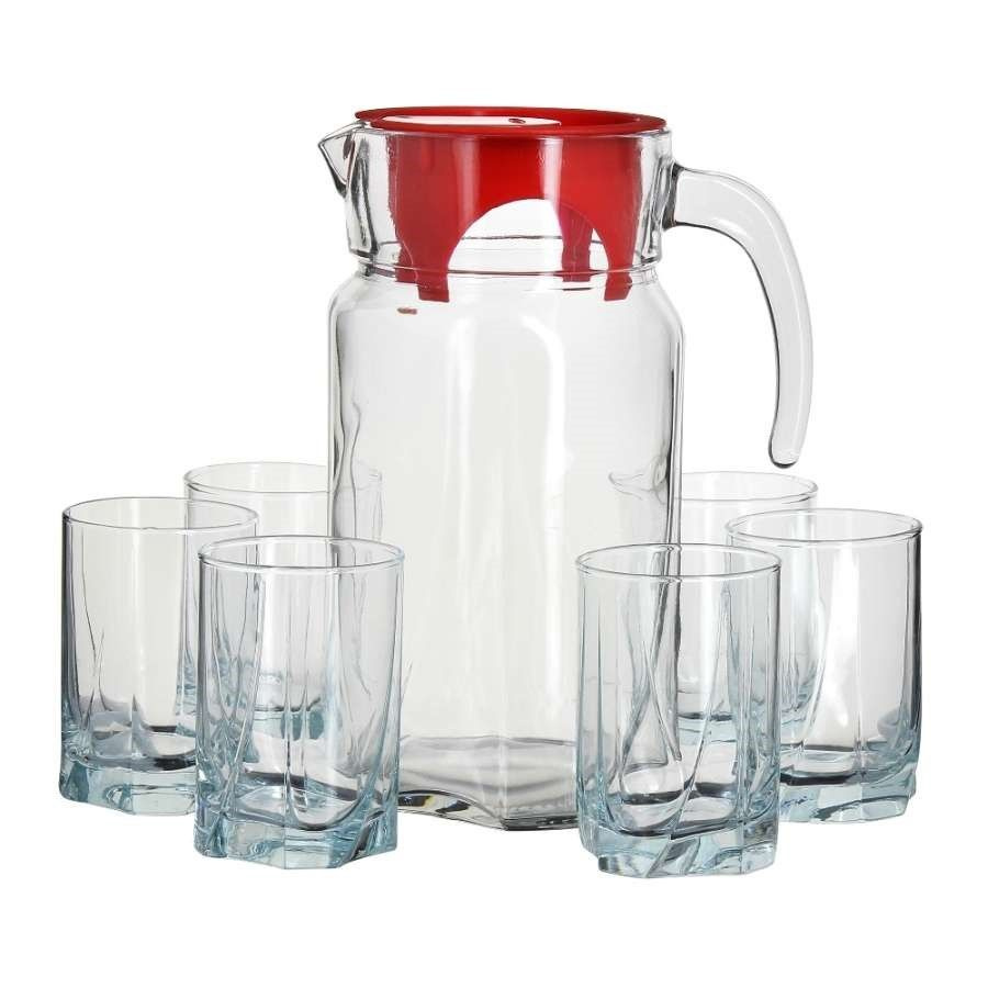 Кувшин для воды стеклянный, графин для водыНабор ЛУНА (+6 стаканов)  #1