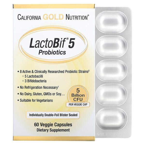 California Gold Nutrition LactoBif 5 пробиотики 5 млрд КОЕ 10 вегетарианских капсул  #1