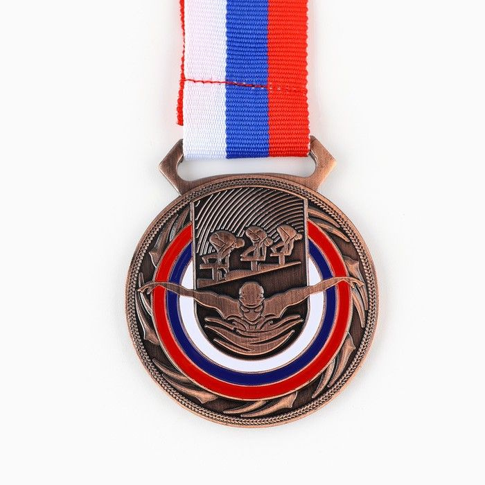 Медаль тематическая 193 Плавание , бронза, d 5 см #1