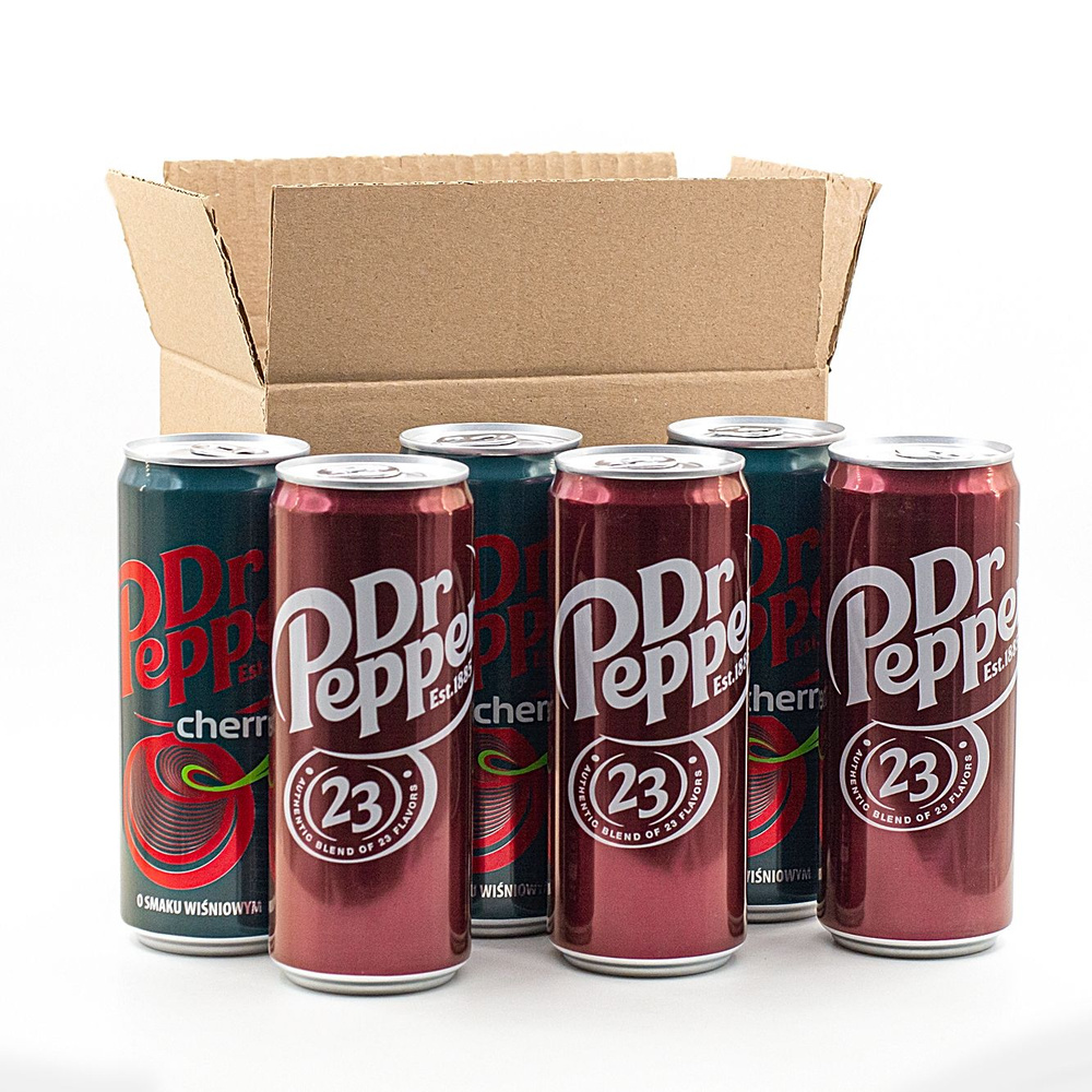 Газированный напиток Dr.Pepper (3+3) 330 мл, (вишня+классика) 6 штук  #1