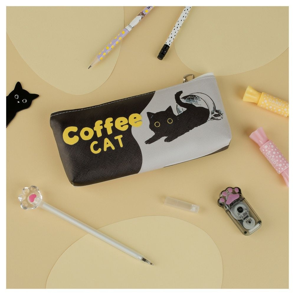 Пенал Meshu мягкий 200х85х30 мм "Coffee cat", искусственная кожа (MS_57818)  #1