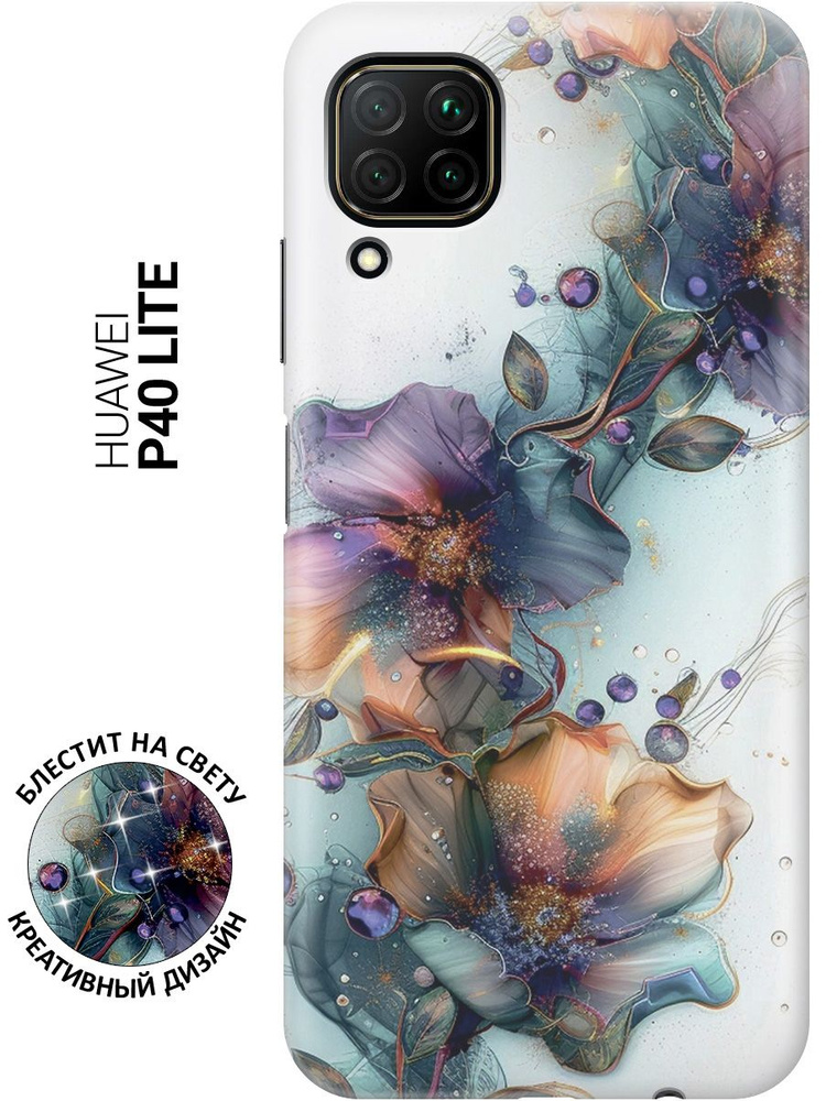 Силиконовый чехол на Huawei P40 Lite с принтом "Мистические цветы"  #1