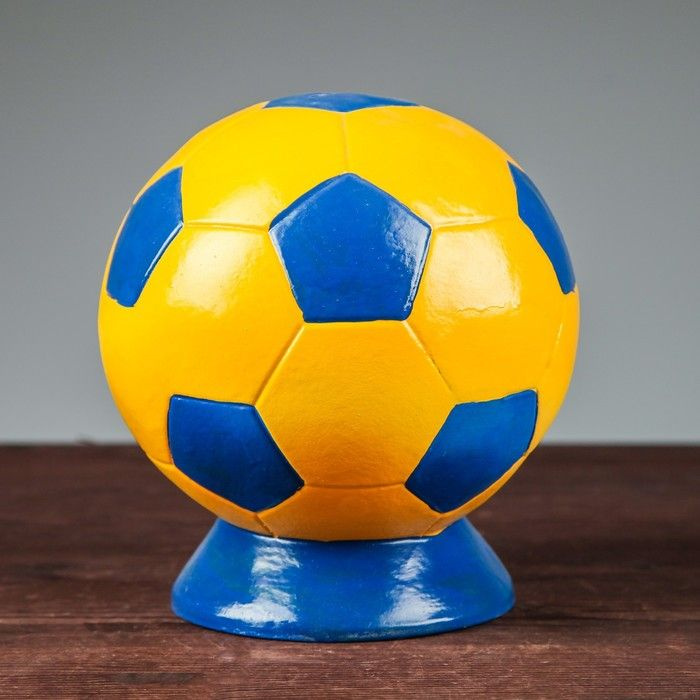 Мяч футбольный / машинная сшивка / размер №5 / синий-желтый + насос FB139P/для игры в зале/на улице/на #1