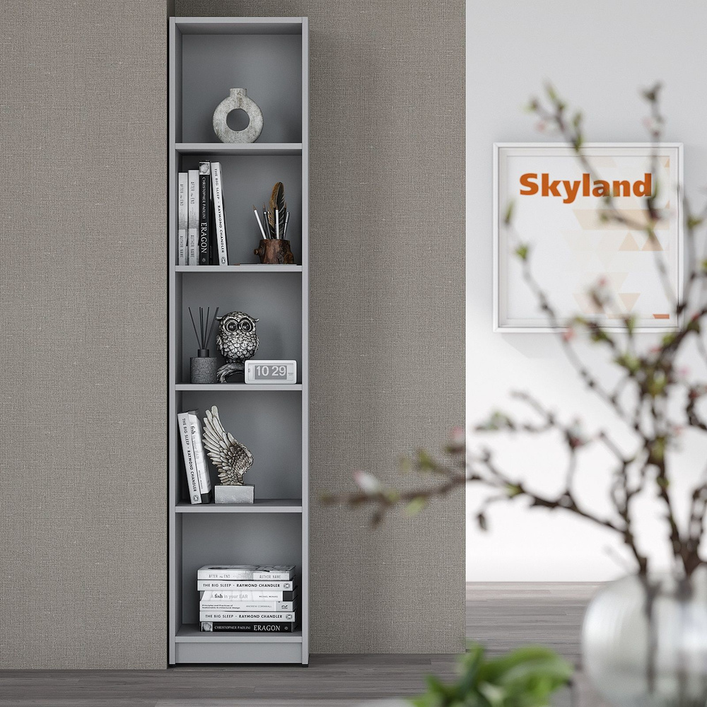 Стеллаж для книг / напольный стеллаж для хранения SKYLAND SIMPLE SR-5U, серый, 38.6х35.9х181.5 см  #1